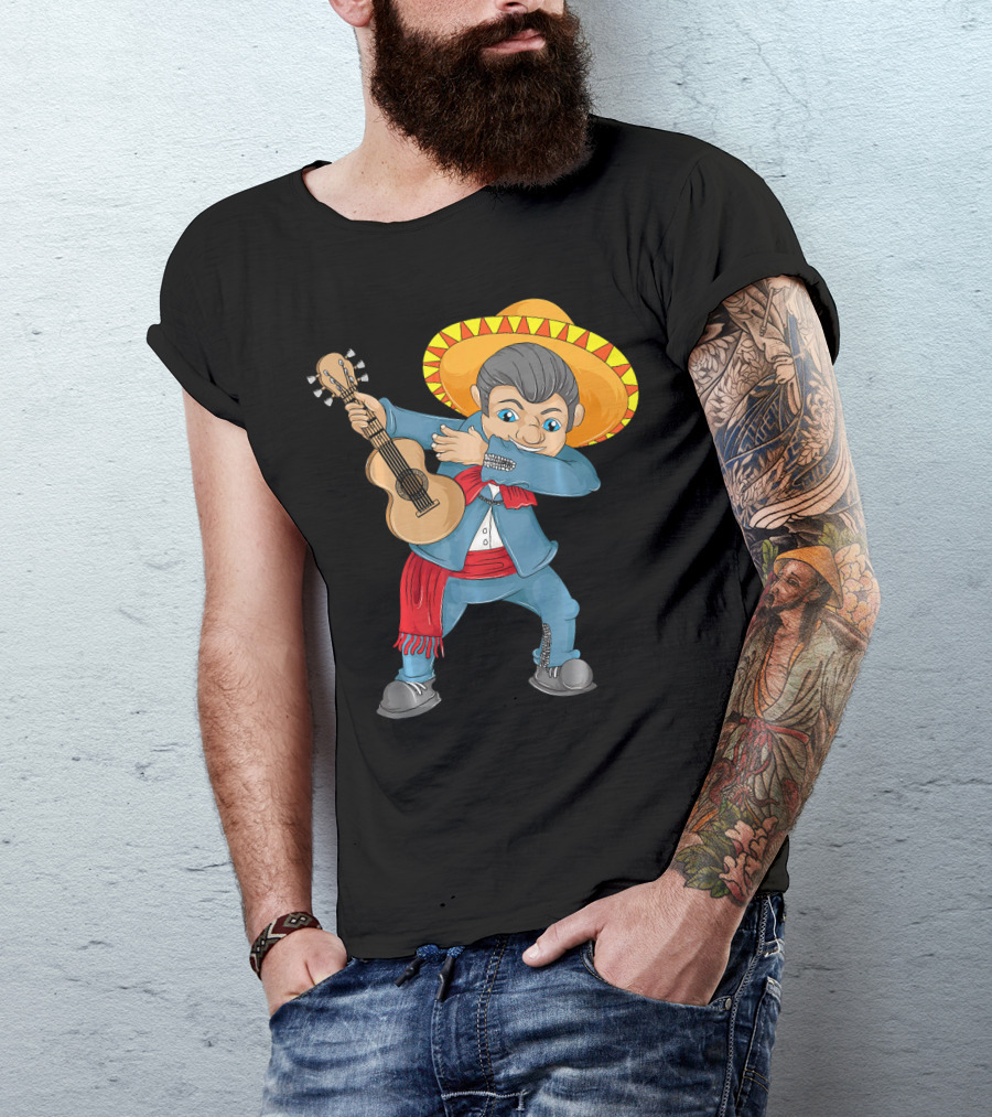 Mariachi Guitar Dabbing Cinco De Mayo T-Shirt