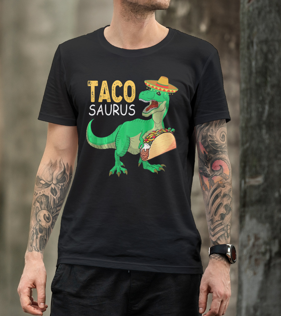 Taco Tacosaurus Dinosaur Sombrero Mexican Cinco De Mayo T-Shirt