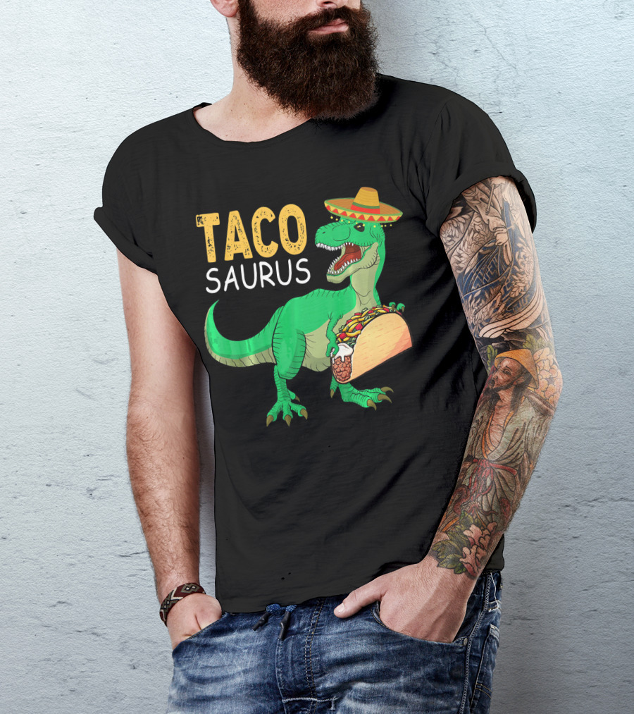 Taco Tacosaurus Dinosaur Sombrero Mexican Cinco De Mayo T-Shirt