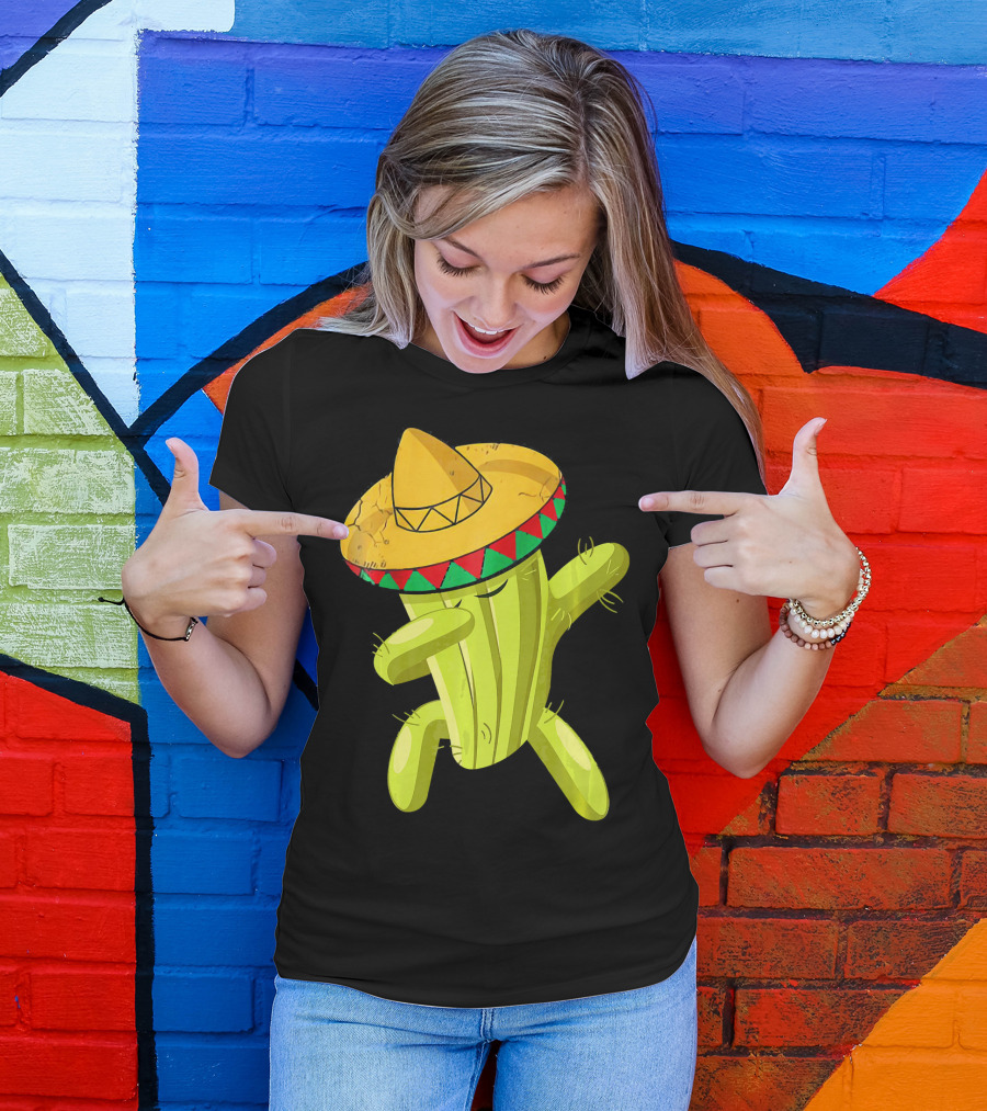 Dancing Cactus With Sombrero Funny Cinco De Mayo For Son T-Shirt