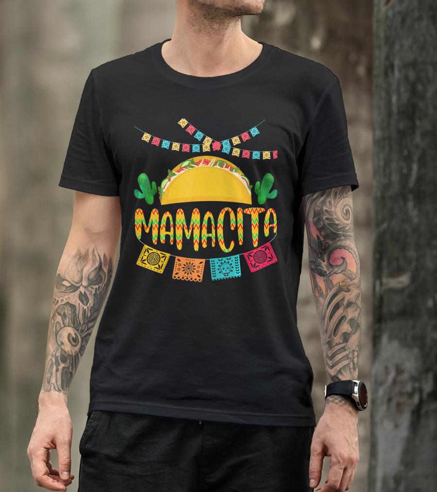 Mamacita Cactus Taco Mexican Fiesta Cinco De Mayo T-Shirt