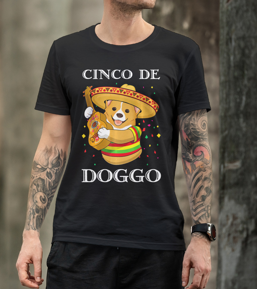 Cinco De Doggo Funny Corgi Guitar Fiesta T-Shirt