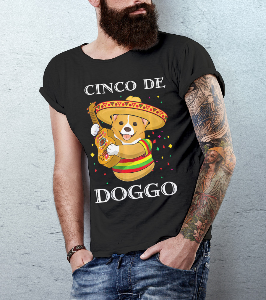Cinco De Doggo Funny Corgi Guitar Fiesta T-Shirt