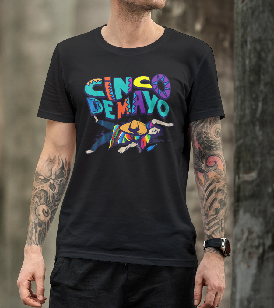 Cinco De Mayo Vibrant Celebration With Sombrero And Serape Decor T-Shirt