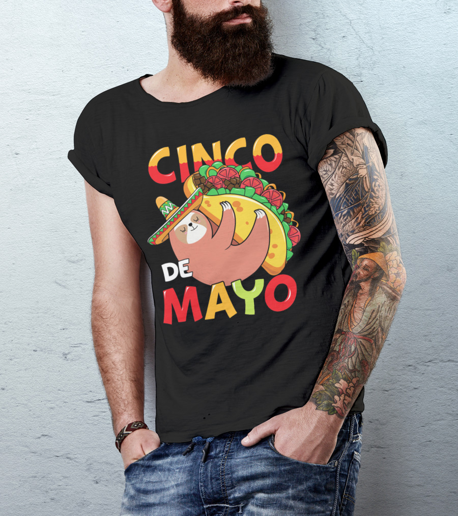 Cinco De Mayo Sloth With Sombrero And Taco T-Shirt