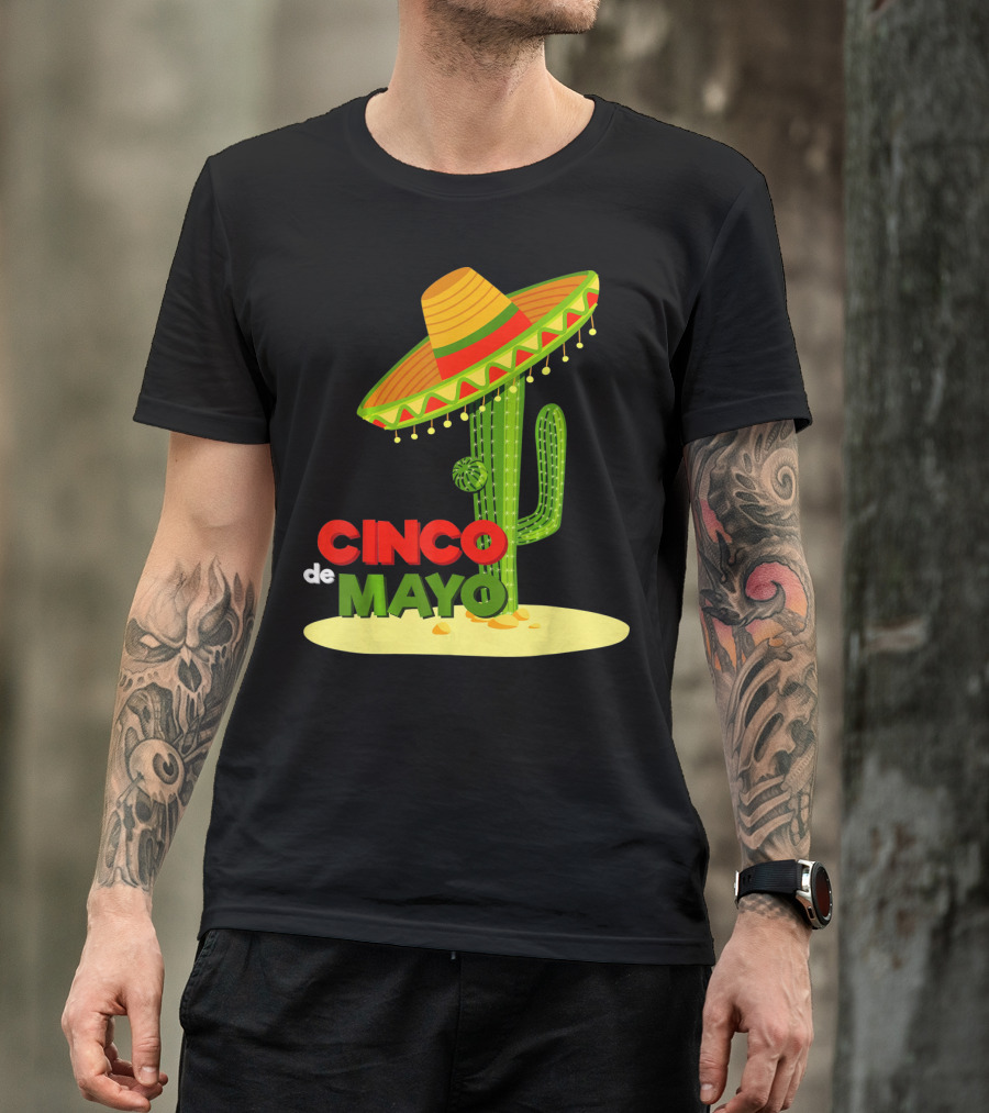Fiesta Cinco De Mayo Cactus With Sombrero T-Shirt