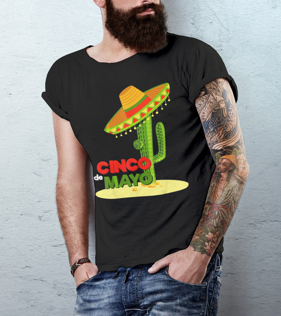 Fiesta Cinco De Mayo Cactus With Sombrero T-Shirt