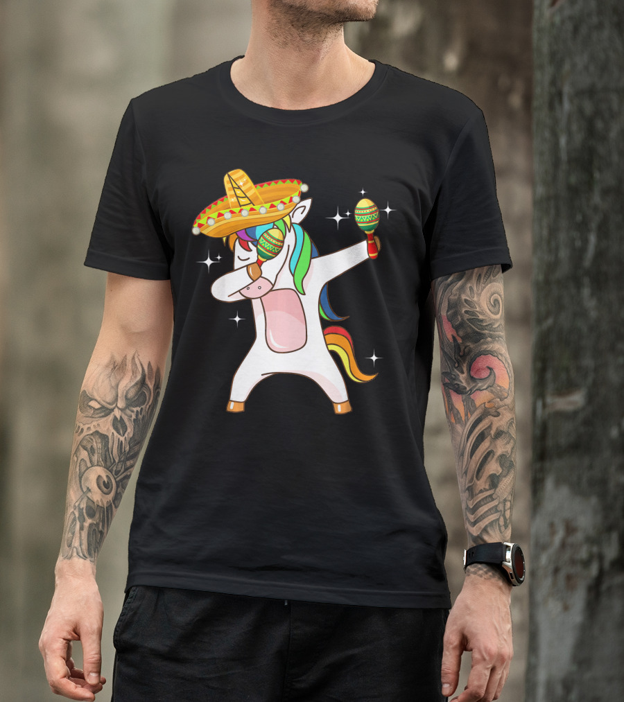 Dabbing Unicorn Sombrero Maracas Cinco De Mayo T-Shirt