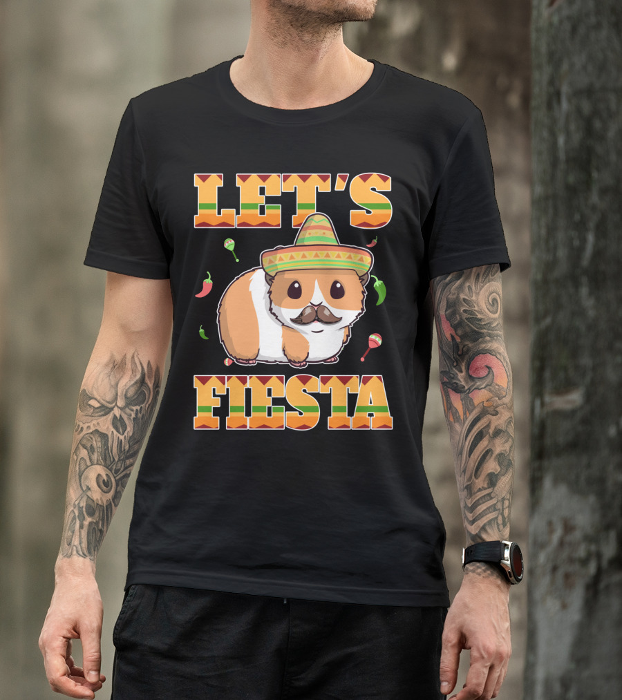 Let's Fiesta Guinea Pig Sombrero Maracas Cinco De Mayo Mex T-Shirt