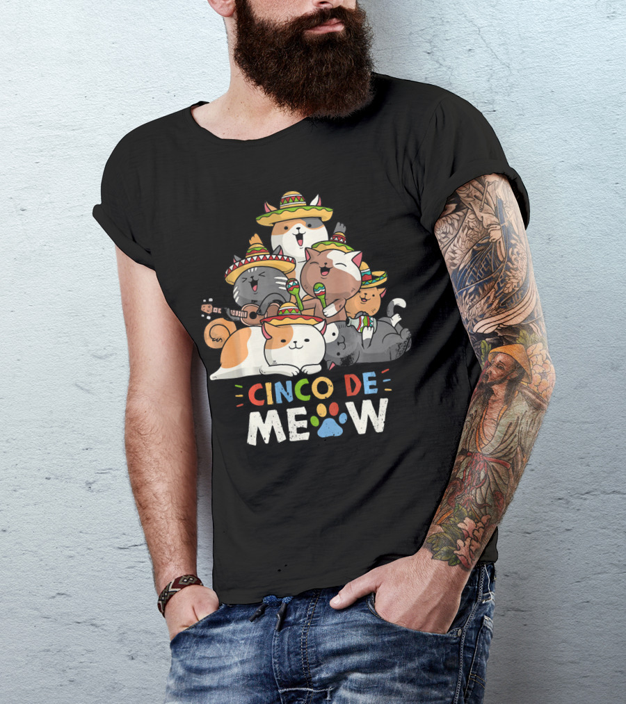 Cinco De Meow Cat Mariachi Lovers Fiesta T-Shirt
