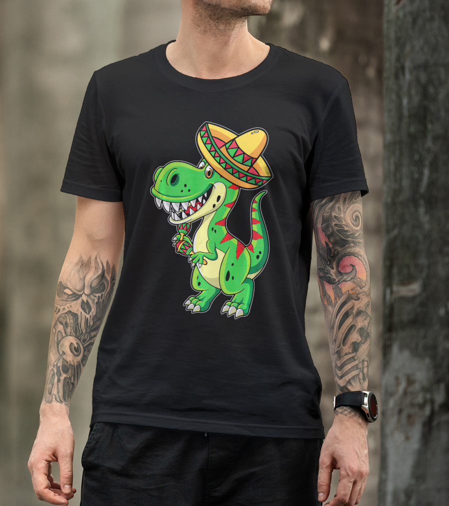 Cinco De Mayo Sombrero Tyrannosaurus Rex Dinosaur Fiesta T-Shirt