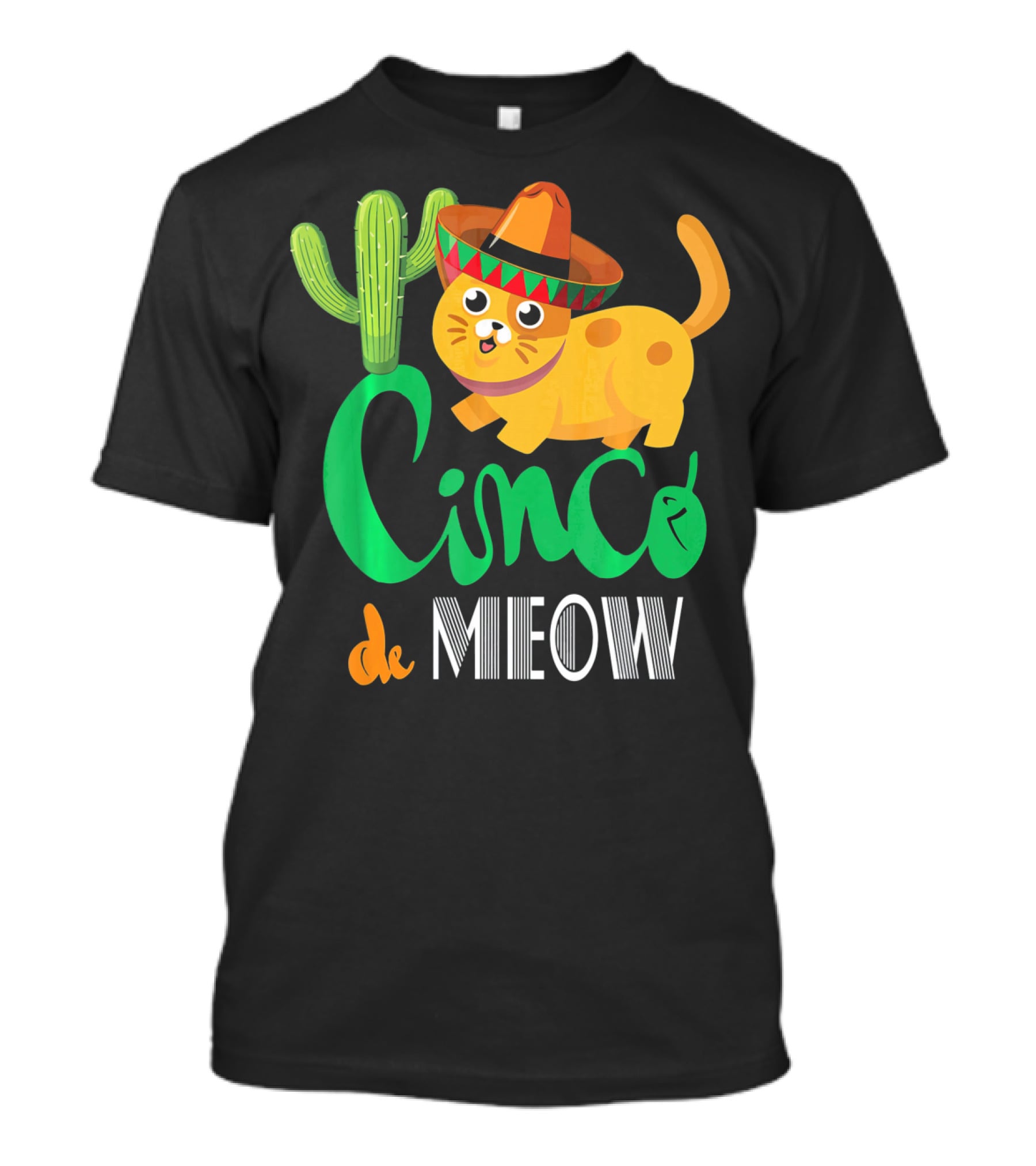 Cinco De Meow Cat Cactus Sombrero Mexico Cinco De Mayo T-Shirt