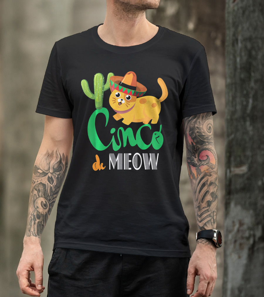 Cinco De Meow Cat Cactus Sombrero Mexico Cinco De Mayo T-Shirt