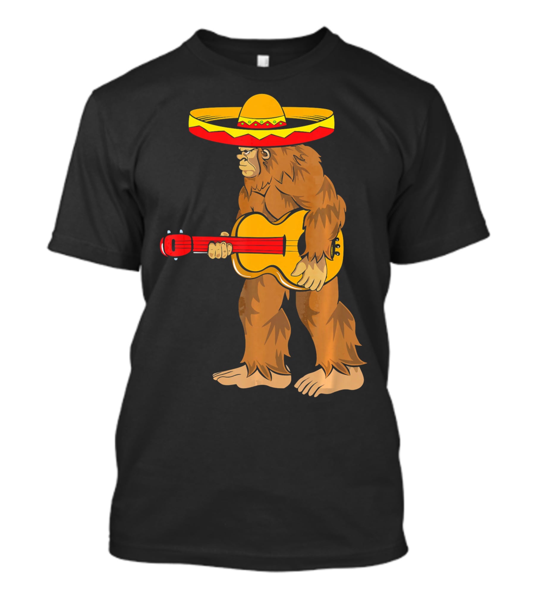 Bigfoot Carrying Guitar Cinco De Mayo Sombrero T-Shirt