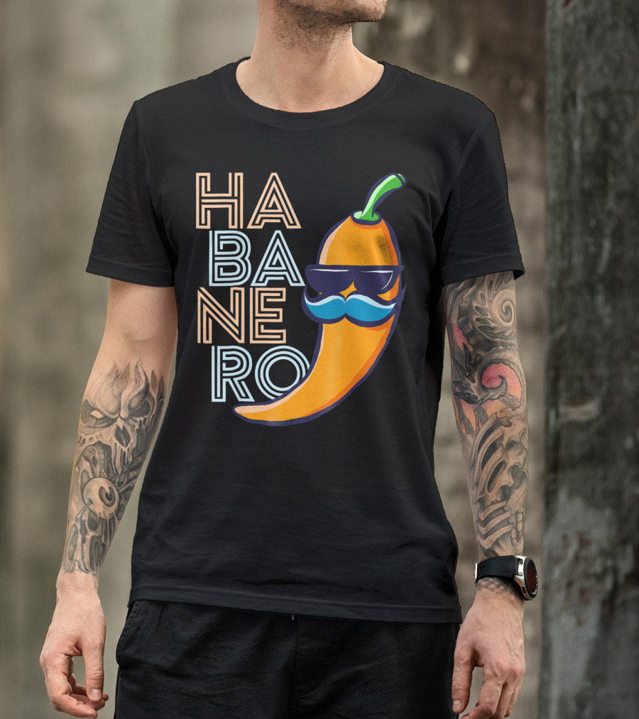 Habanero Lover Emoji Cinco De Mayo Mustache Pepper T-Shirt
