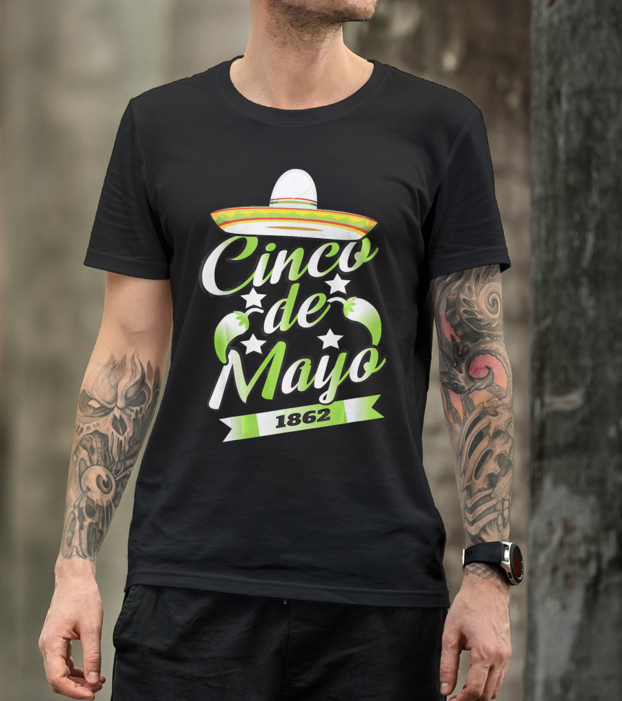 Cinco De Mayo 1862 Sombrero Mexican Cele Celebration With Stars And Sombrero T-Shirt