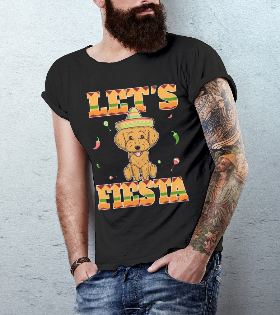 Let's Fiesta Goldendoodle Dog Cinco De Mayo Sombrero Maracas Peppers T-Shirt
