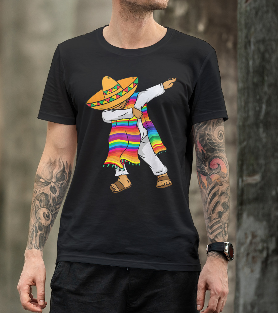 Dabbing Mexican Poncho Cinco De Mayo T-Shirt