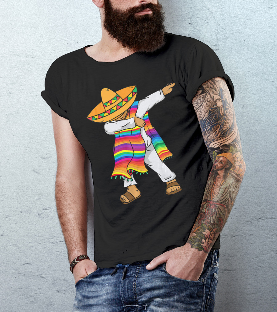 Dabbing Mexican Poncho Cinco De Mayo T-Shirt