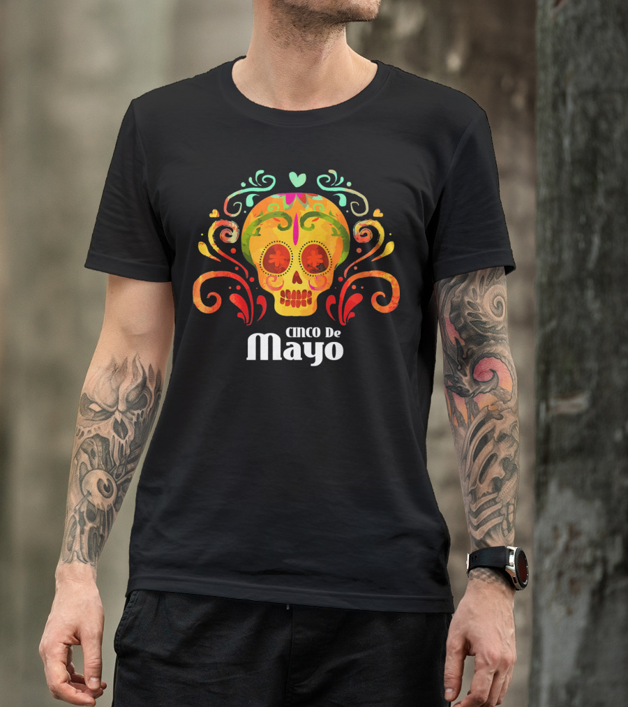 Cinco De Mayo Colorful Skull Vibrant T-Shirt