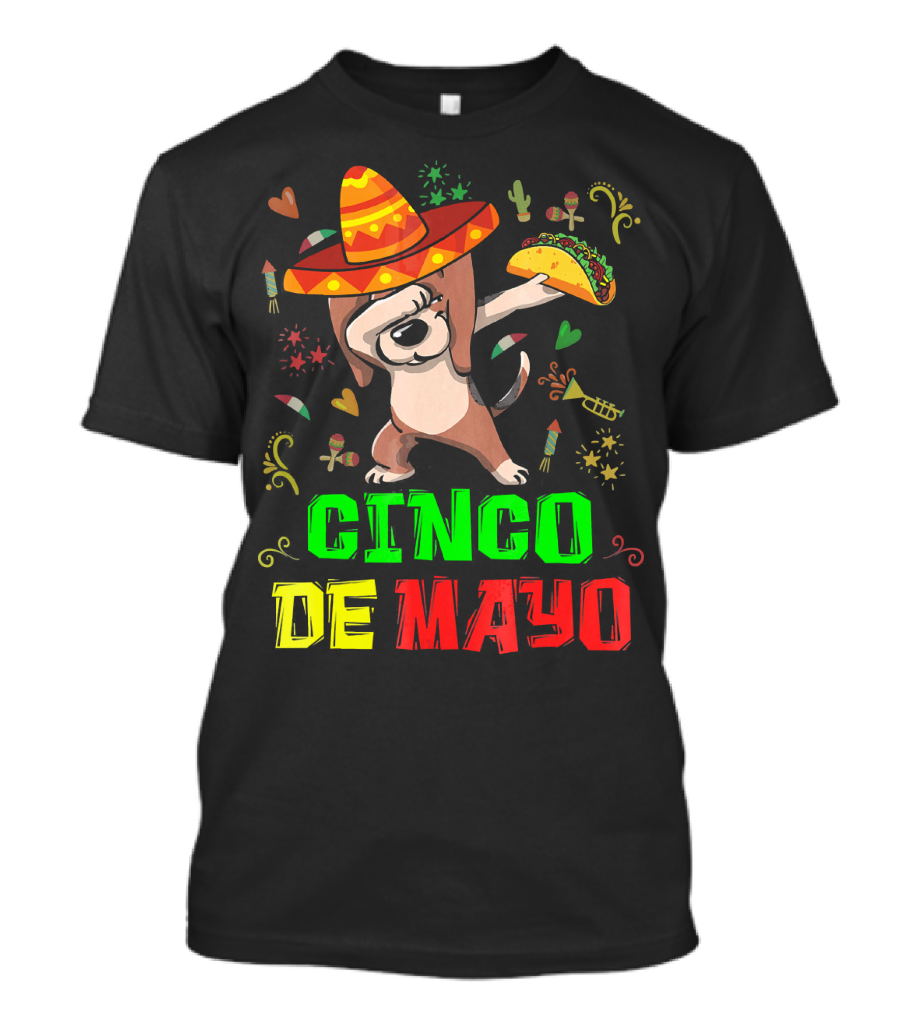Cinco De Mayo Dabbing Taco Fiesta Dog Sombrero T-Shirt