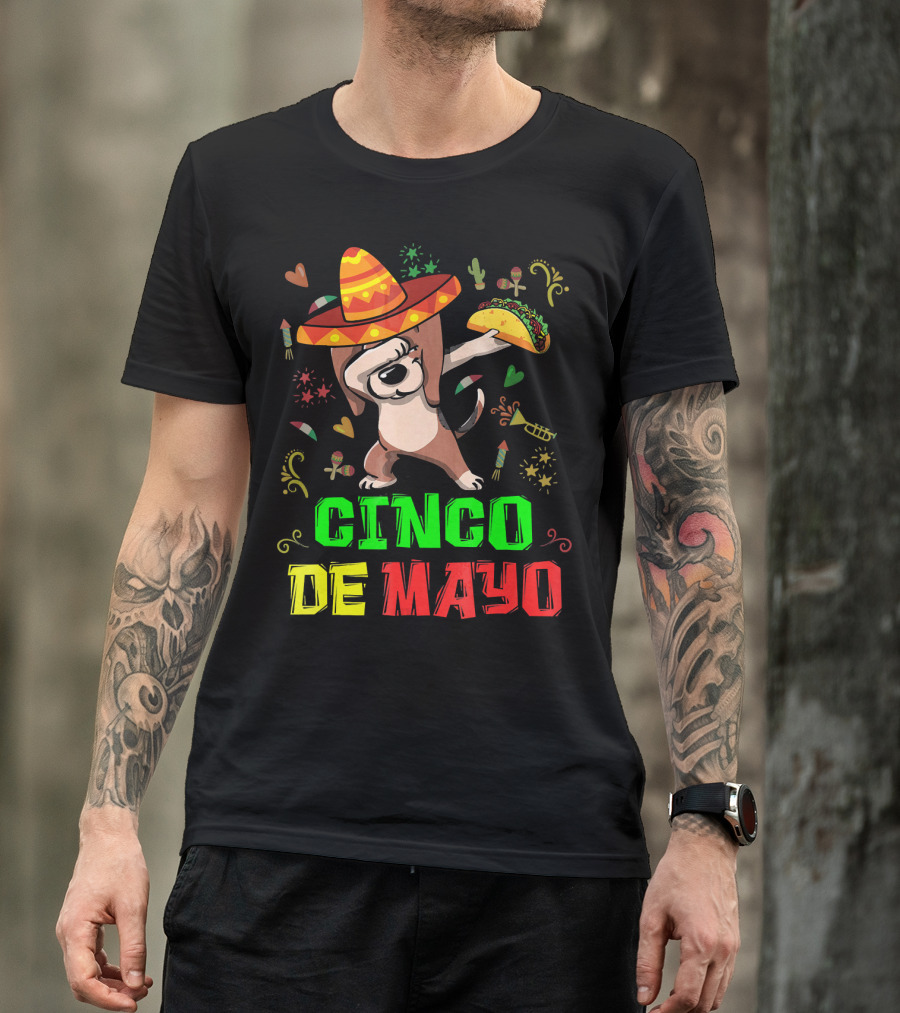 Cinco De Mayo Dabbing Taco Fiesta Dog Sombrero T-Shirt
