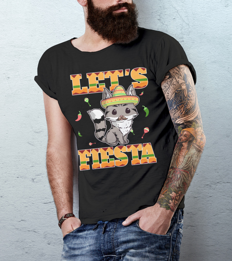 Let's Fiesta Cat Sombrero Chillies Cinco De Mayo Mexican T-Shirt