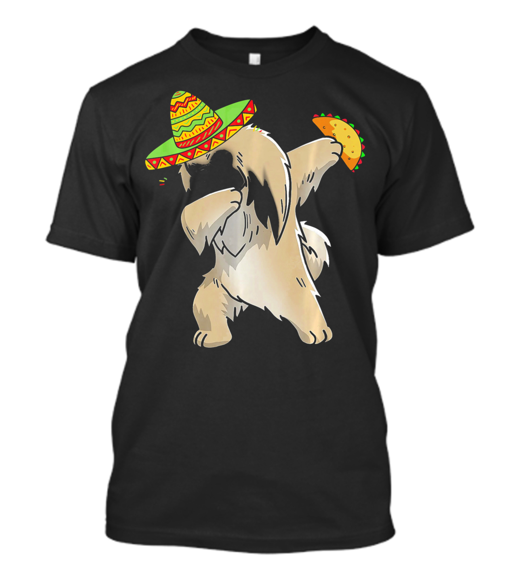 Pekingese Dog Dabbing With Sombrero And Taco For Cinco De Mayo T-Shirt