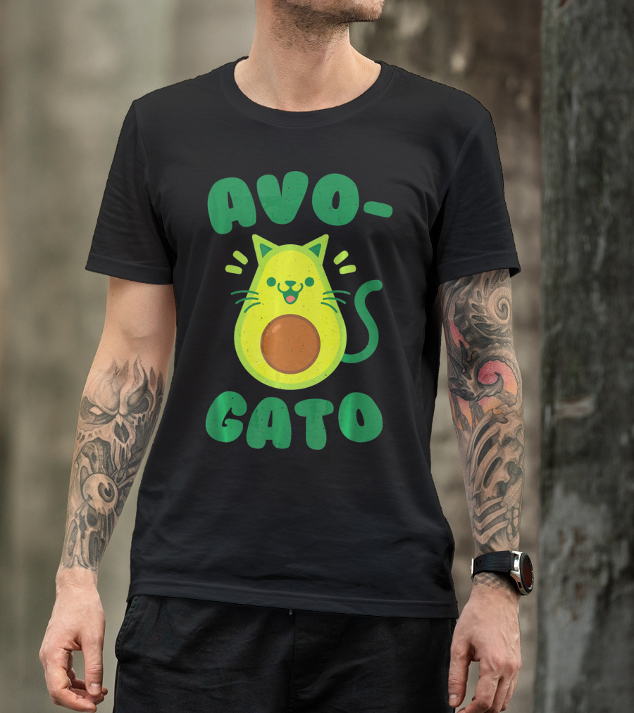Avogato Avocado Cat Playful Green Fun T-Shirt
