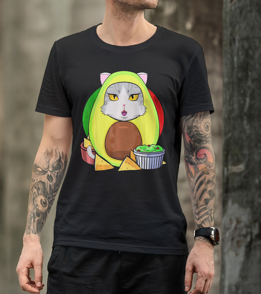 Cinco De Mayo Avogato Cat Avocado With Chips And Guacamole T-Shirt