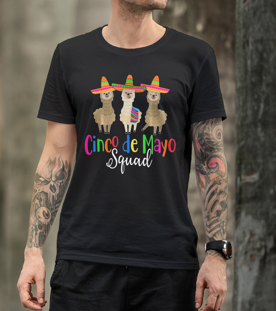 Cinco De Mayo Squad Llama Alpaca Trio Sombrero T-Shirt