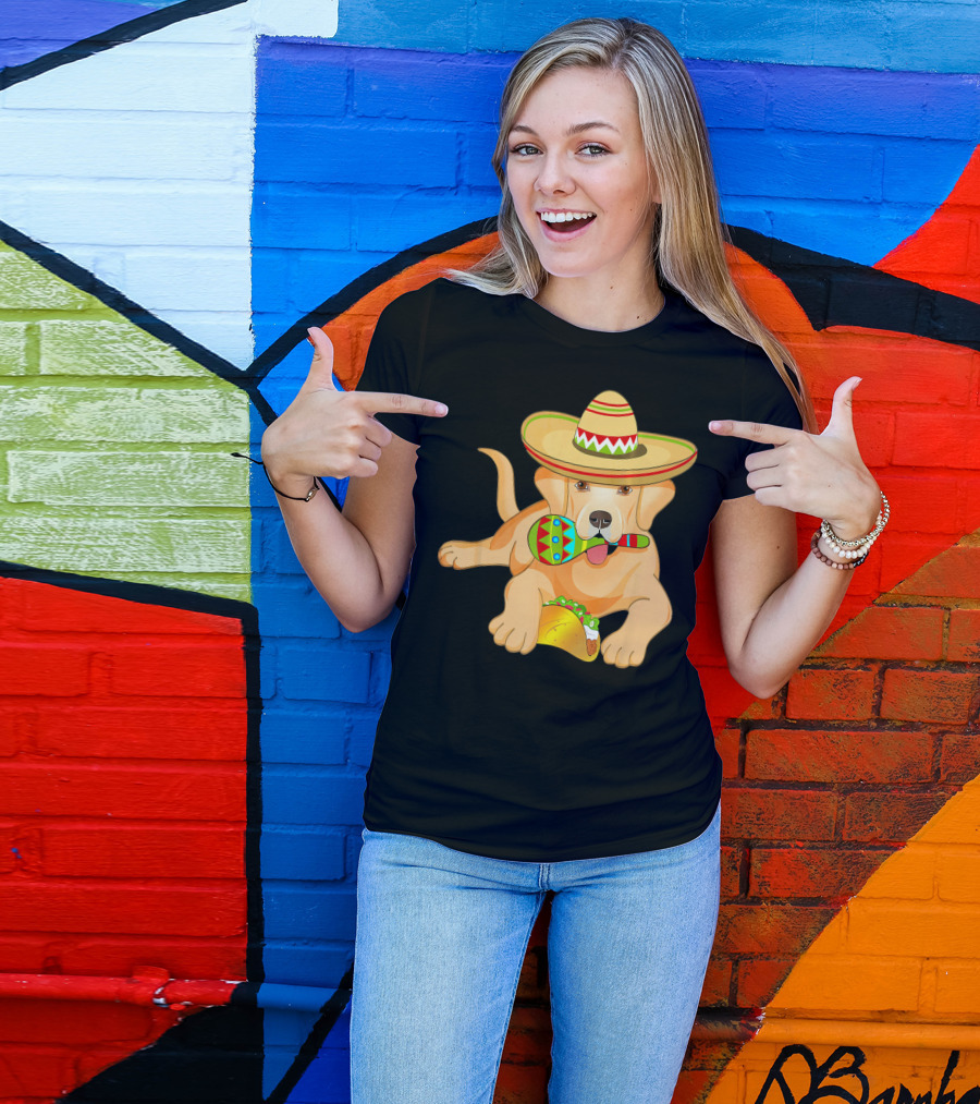 Cinco De Mayo Labrador Dog With Sombrero Taco And Maraca T-Shirt