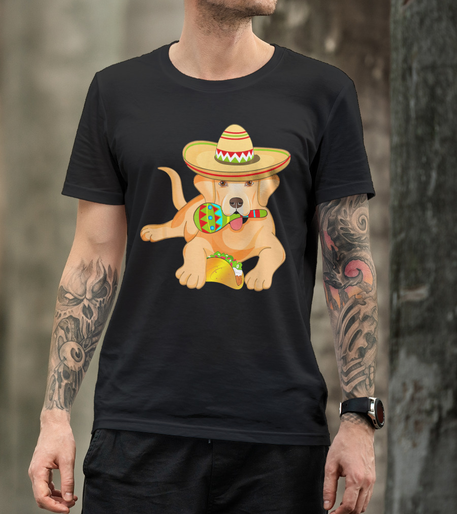 Cinco De Mayo Labrador Dog With Sombrero Taco And Maraca T-Shirt