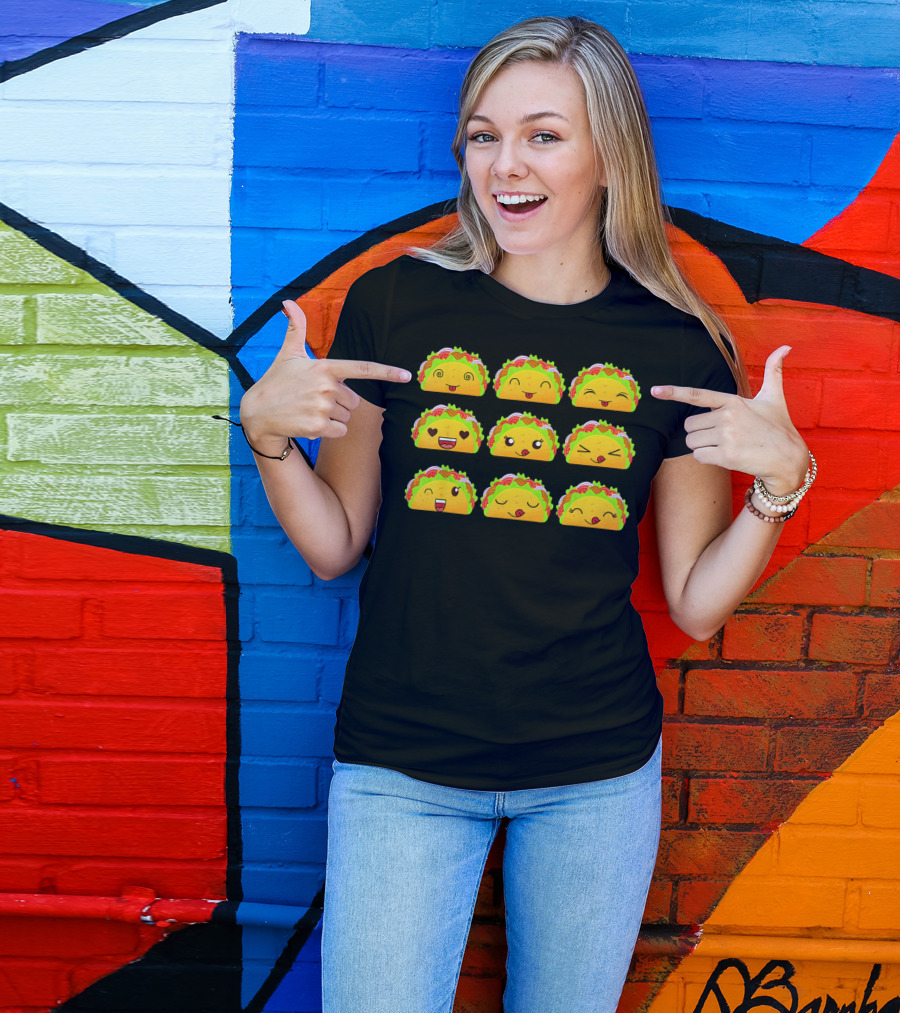 Taco Emoji Faces Taco Lover Collection T-Shirt