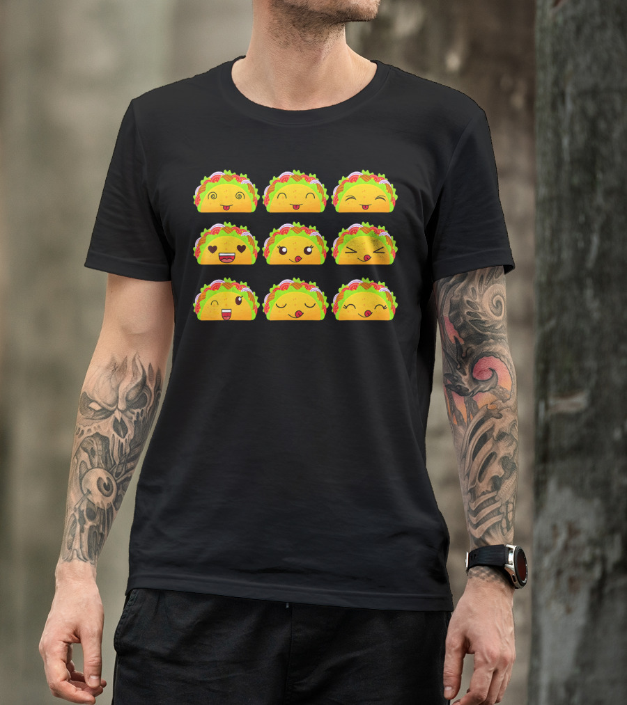 Taco Emoji Faces Taco Lover Collection T-Shirt