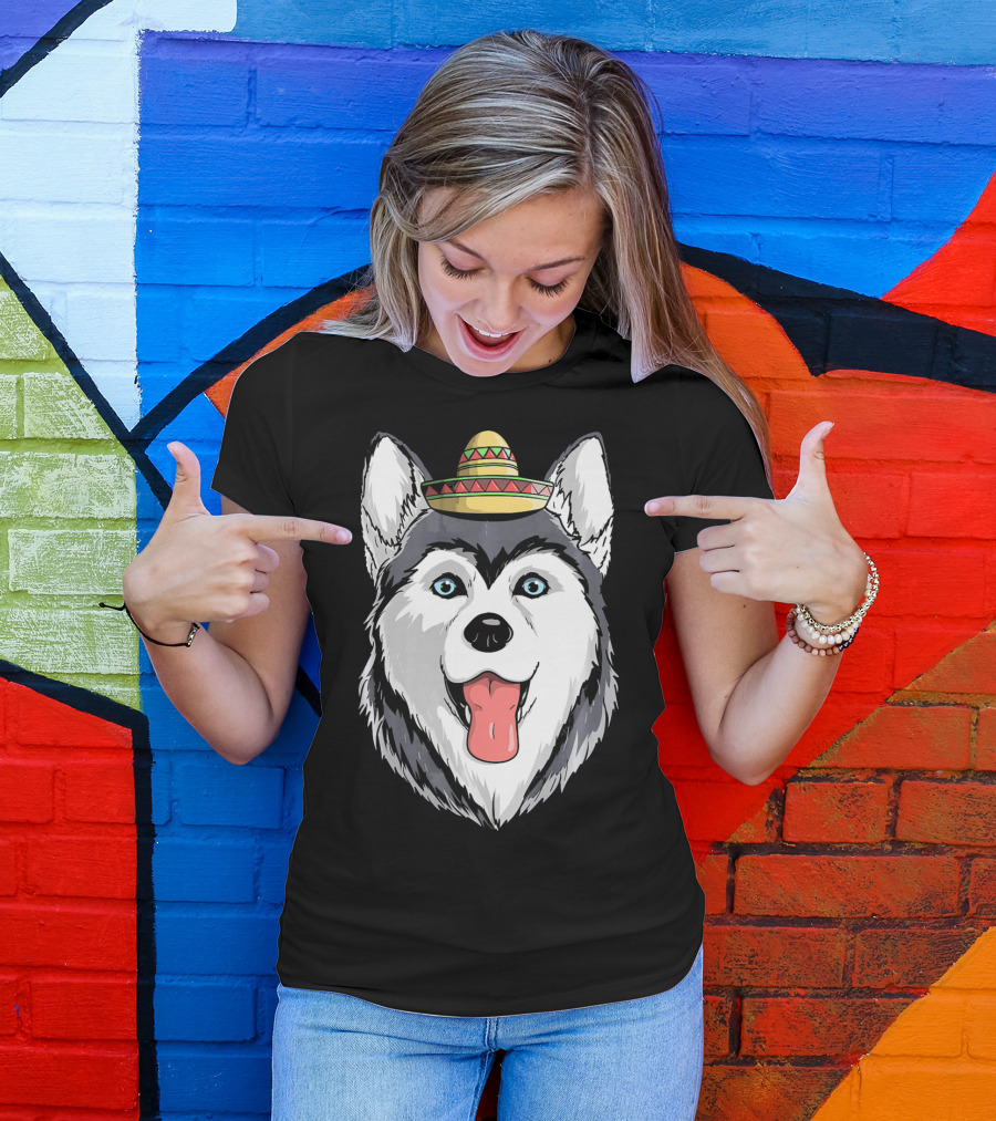 Fiesta Siberian Husky Sombrero Cinco De Mayo Mexi T-Shirt