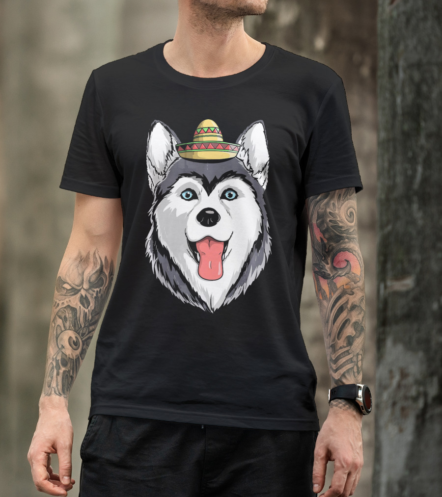 Fiesta Siberian Husky Sombrero Cinco De Mayo Mexi T-Shirt