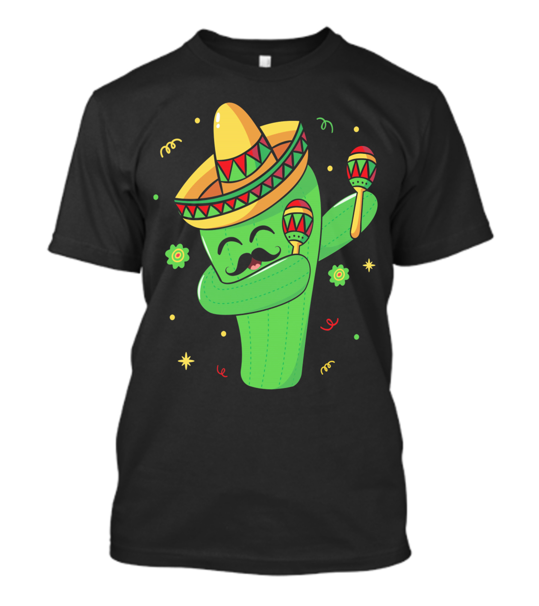 Cinco De Mayo Cactus Dabbing With Sombrero And Maracas T-Shirt