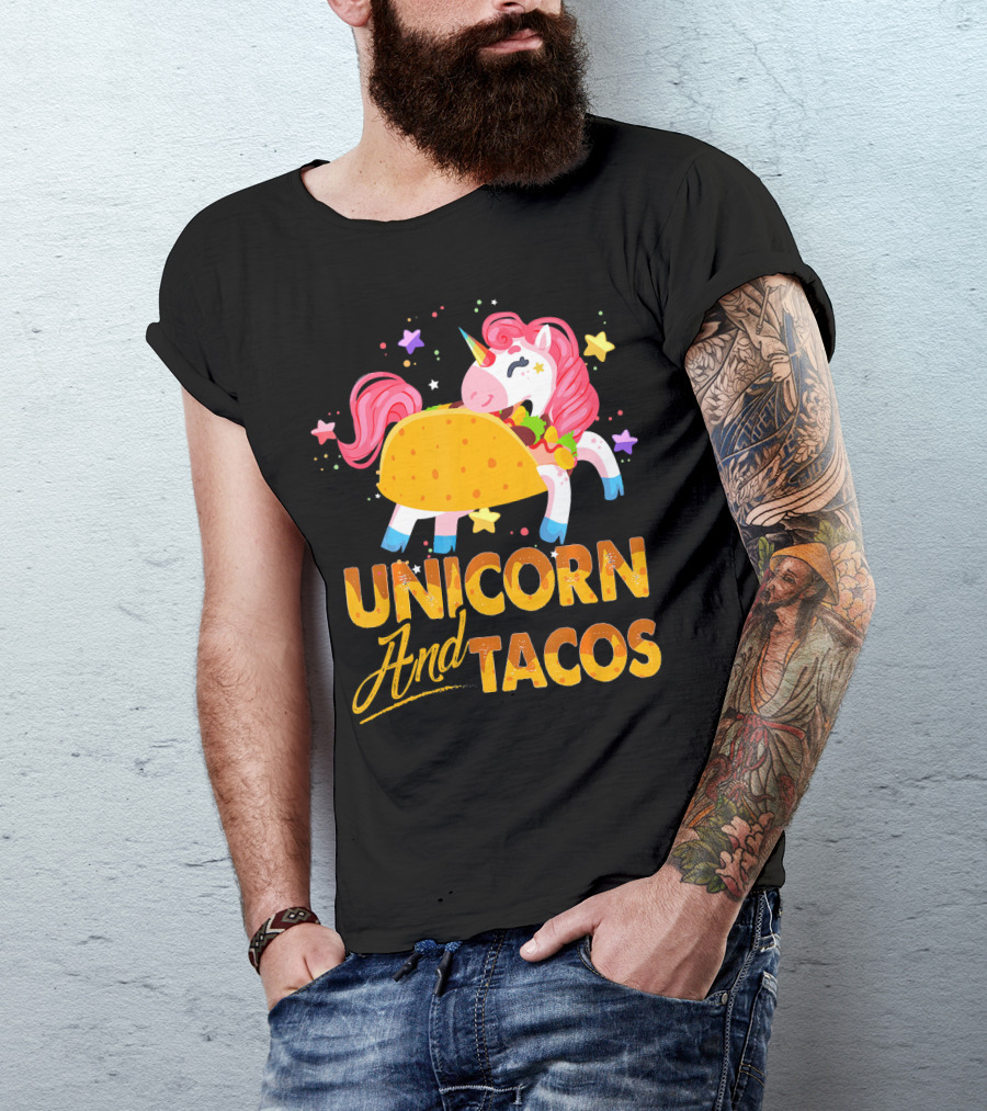 Unicorn And Tacos Colorful Cinco De Mayo Fun T-Shirt