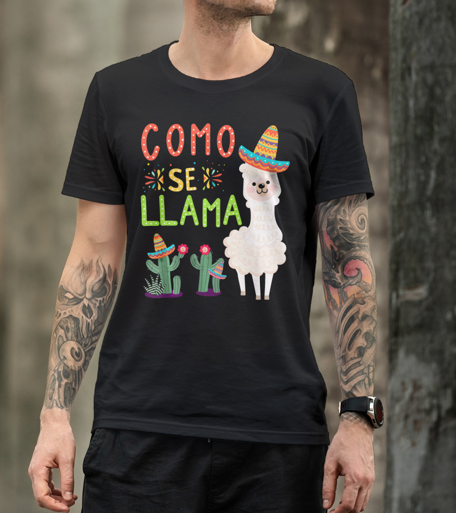 Como Se Llama Sombrero Llama And Cactus Fiesta Cinco De Mayo T-Shirt