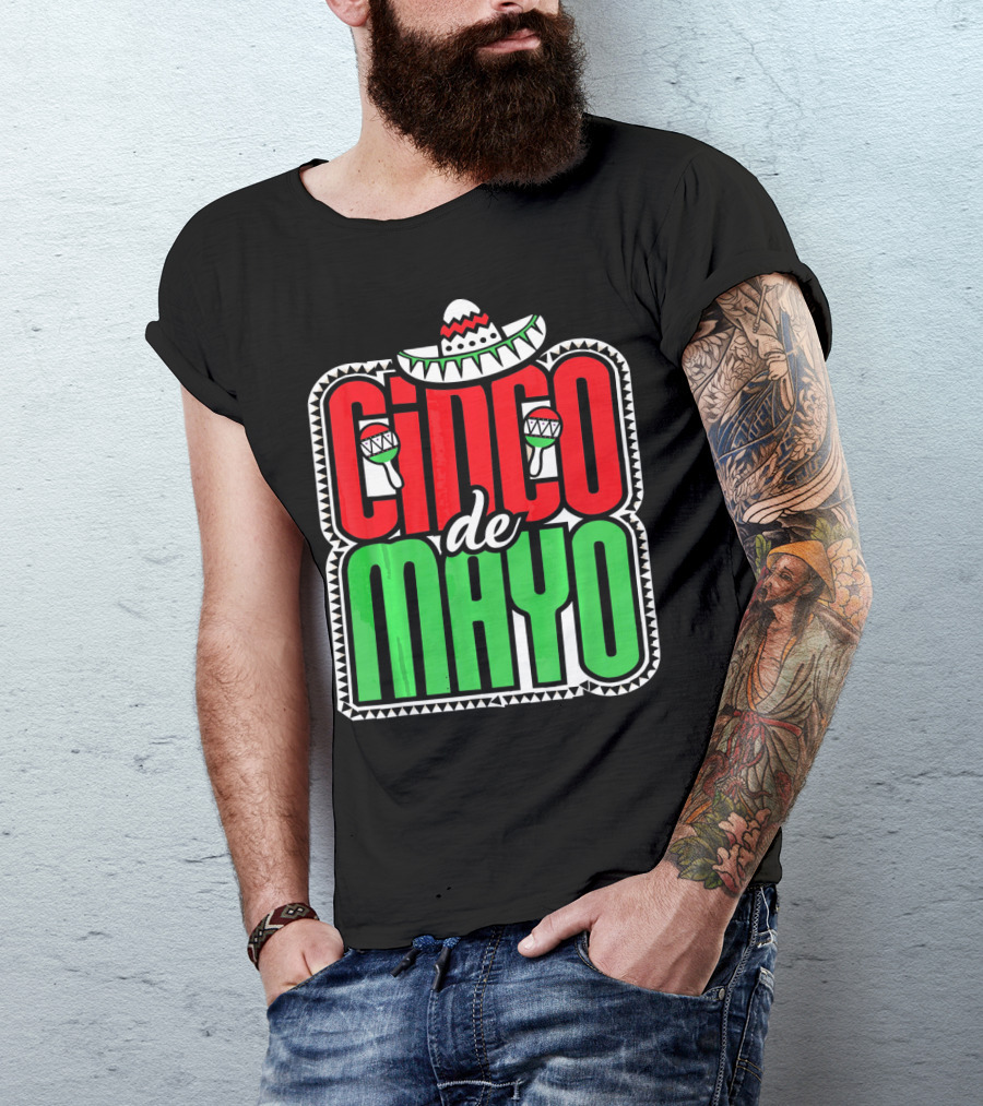 Cinco De Mayo Mexican Celebration Sombrero Maracas T-Shirt