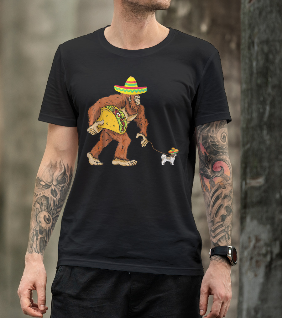 Cinco De Mayo Bigfoot Taco Shih Tzu Sombrero T-Shirt