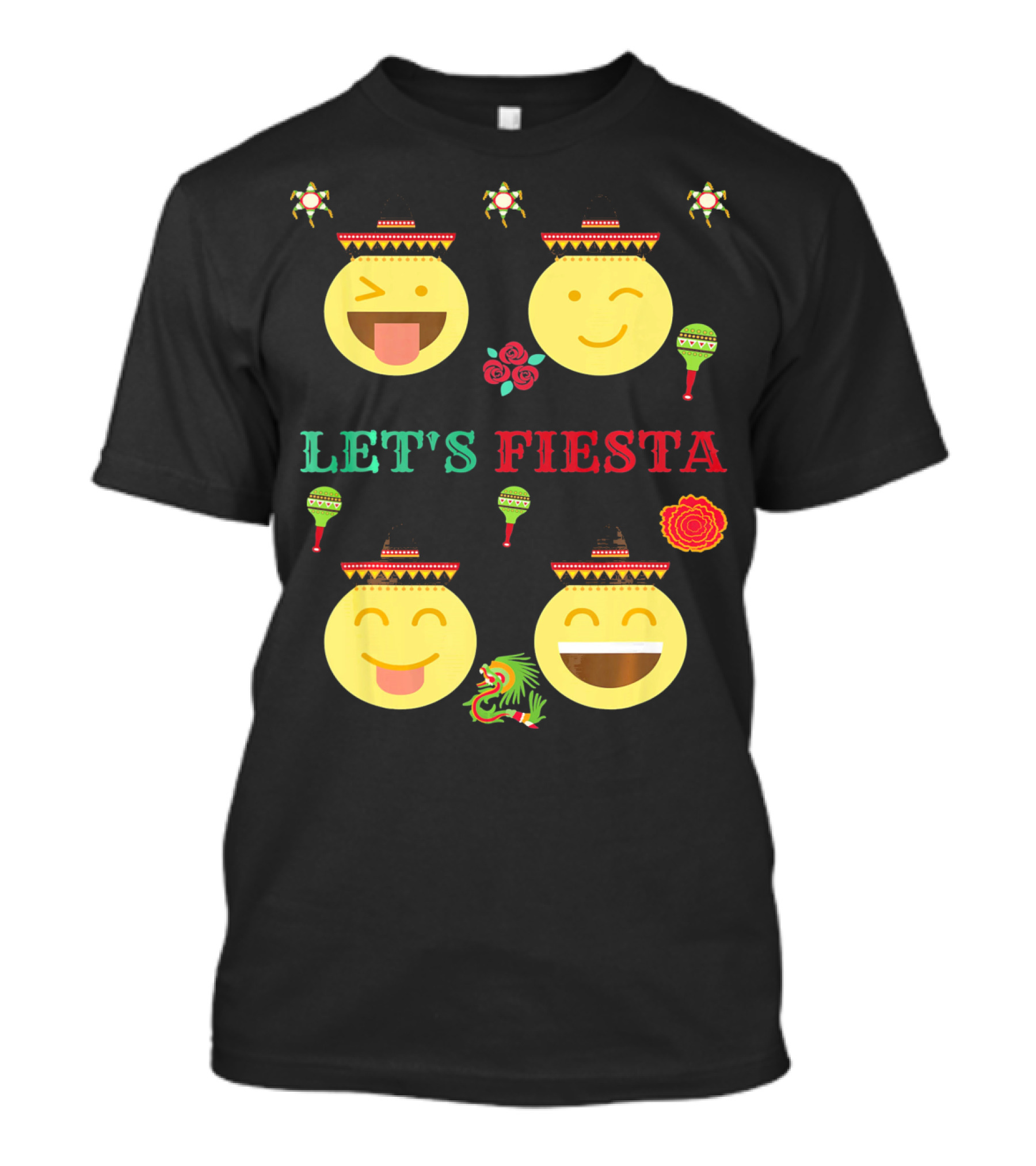 Let's Fiesta Funny Emoji Cinco De Mayo Mexica T-Shirt