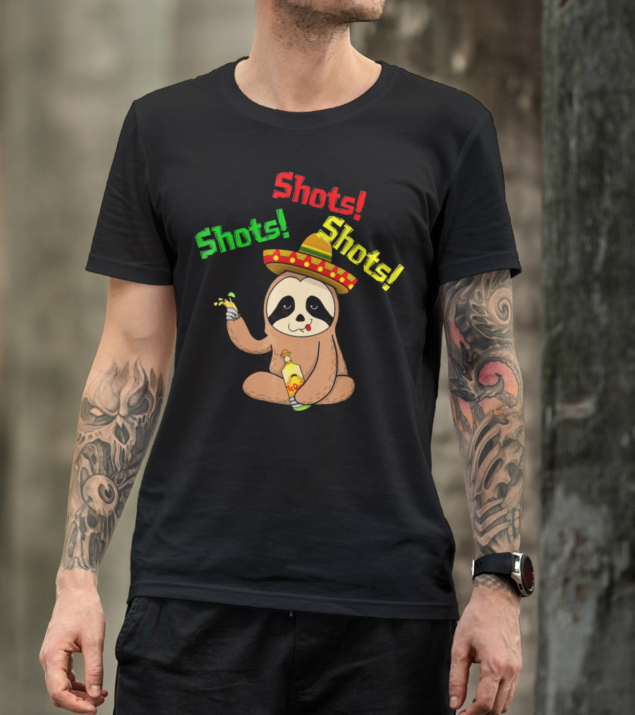 Cinco De Mayo Sloth Shots Tequila Sombrero T-Shirt