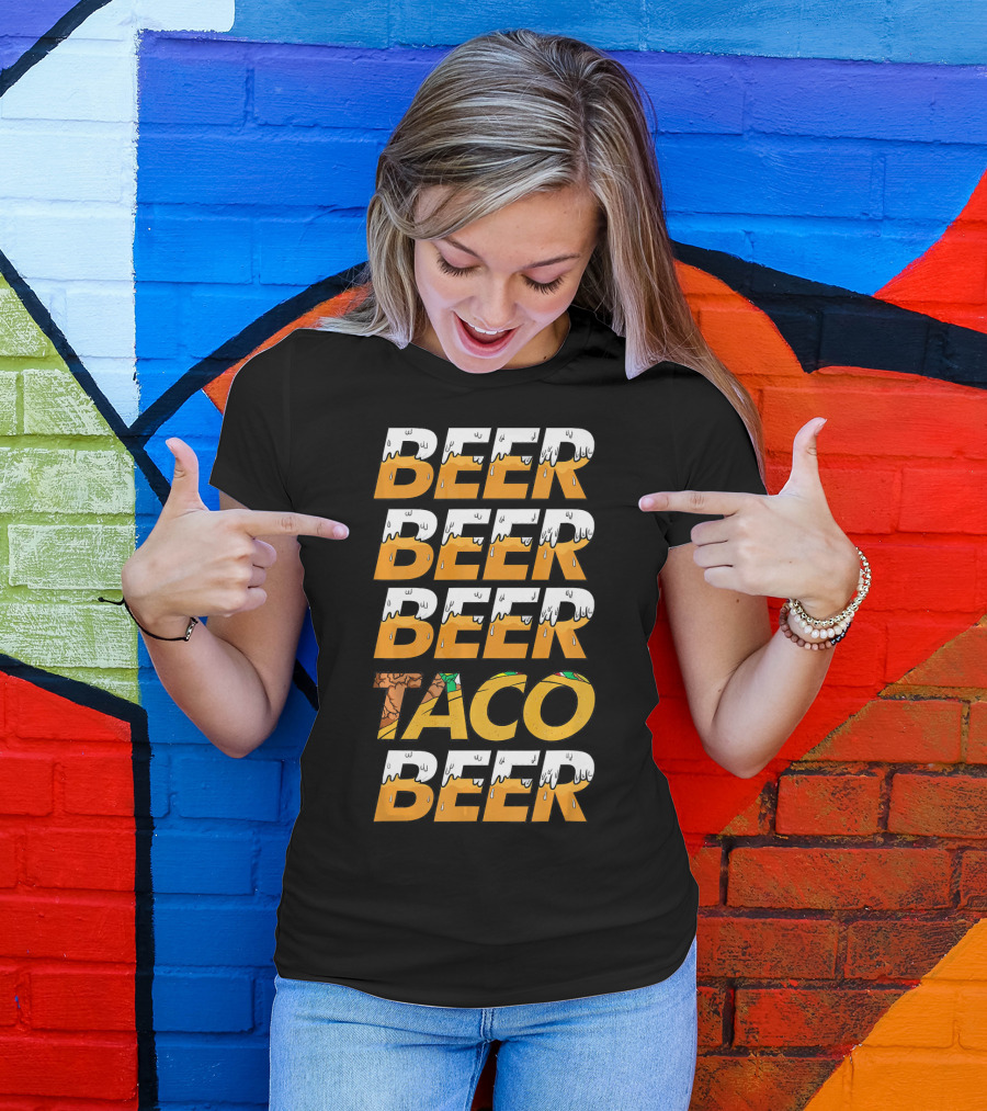 Beer Taco Beer Cinco De Mayo Funny Letter Print T-Shirt