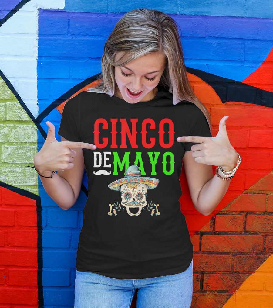 Cinco De Mayo Sugar Skull Sombrero T-Shirt