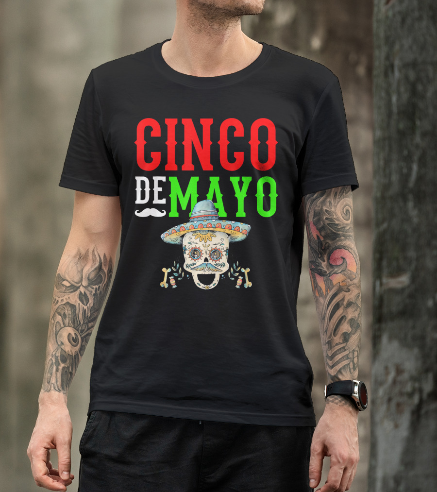 Cinco De Mayo Sugar Skull Sombrero T-Shirt