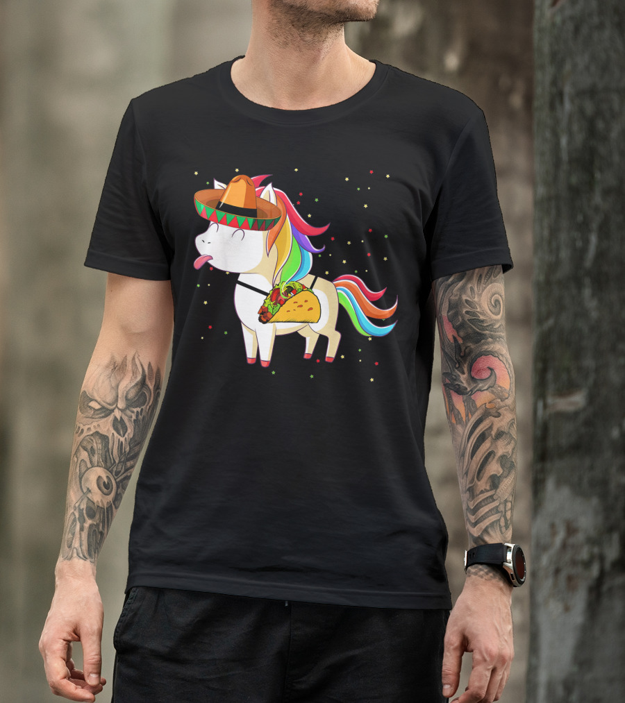 Sombrero Taco Unicorn Cinco De Mayo T-Shirt