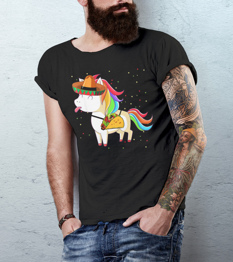 Sombrero Taco Unicorn Cinco De Mayo T-Shirt