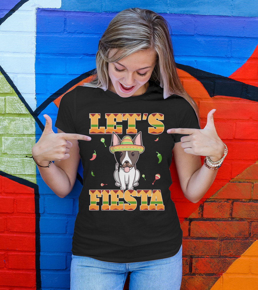 LET'S FIESTA RAT TERRIER DOG CINCO DE MAYO WITH SOMBRERO AND MARACAS T-Shirt